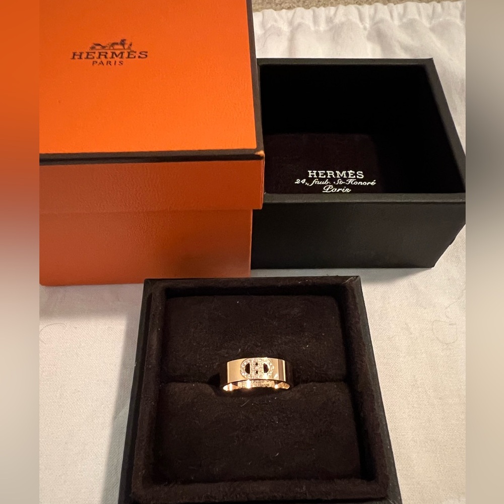 Hermes H d'ancre ring, small model with diamonds